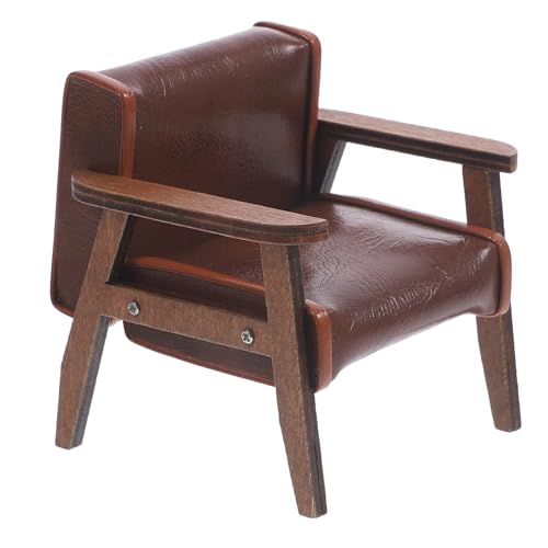 NAMOARLY Miniatur-Stuhl Miniatur-Sofa-Stuhl-Dekor Miniaturmöbelsofa Desktop-Minimöbel Miniatur-Holzmöbel Miniatur-Liegestuhl hölzern kleine Möbel Sofasessel Ob11 Essen Spielen Leder von NAMOARLY