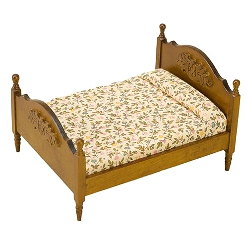 NAMOARLY Miniatur-doppelbett-Modell, Kleines, Bett-Modell, Mini-Schlafzimmer-Szene, Requisite, Puppenhaus-möbel von NAMOARLY