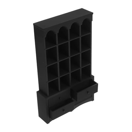 NAMOARLY Miniatur-puppenhaus-bücherregal: Mini-puppenhaus-bücherregal Aus Holz, Kleiner Lagerschrank, Mini-Haus-Dekoration, Puppen-schulbedarf, Schwarz von NAMOARLY