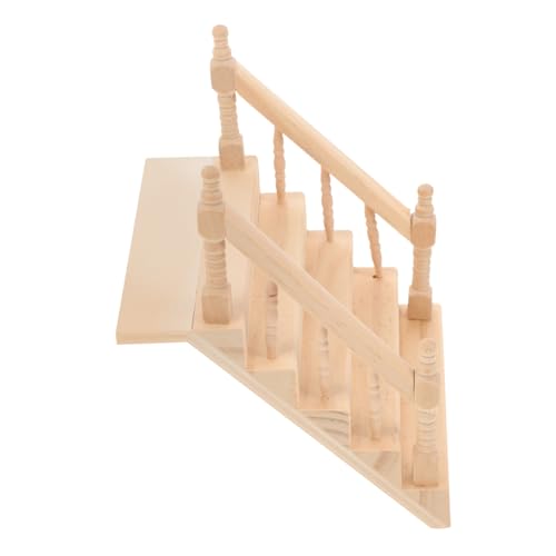 NAMOARLY Miniature Holztreppe für Puppenhaus Unbemalte Treppe aus Holz DIY Möbelstück für Mini Szenen für Wohnzimmer und Restaurant Dekoration von NAMOARLY