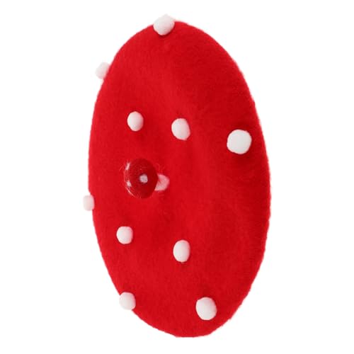 NAMOARLY Mushroom Beret für Mädchen Vintage Französische Wollmütze mit Pilzmuster für Warm und für Kühle Tage von NAMOARLY