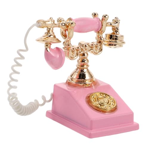 NAMOARLY Puppenhaus Miniatur Simulation Requisiten Modell Zubehör Vintage Drehtelefon Spielzeug Vintage Miniatur Puppenhaus Möbel Altes Telefon von NAMOARLY