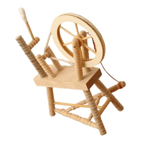 NAMOARLY 112 Miniatur-nähmaschine Für Puppenhaus Holzrad Vintage-Stil Miniatur-handwickelmaschine Aus Holz von NAMOARLY