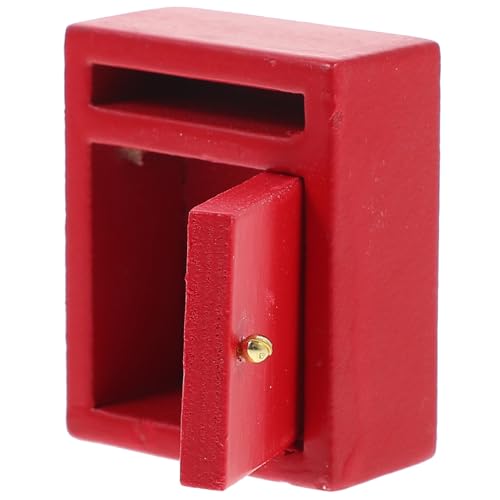NAMOARLY Requisiten Roter Buchstabe Dekorativer Dekorpost Winzige Mini Miniaturpost Kleine Puppenhaus Basteldekorationen Lebensechte Holzfotografiefigur Für Hauszubehör Modellstatue von NAMOARLY
