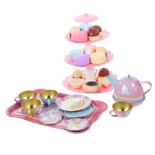 NAMOARLY 17 Teiliges Teeservice Spielzeugset Interaktives Spielset Mit Tassen Und üßem Dessertturm Für Fantasievolles Teeparty Spiel Perfekt Für Rollenspiele Und Kreative von NAMOARLY