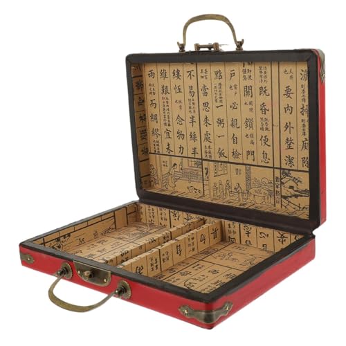 NAMOARLY Lagerung Retro Lederbox Mahjong Box Nr. 24 Schlafsaal Reise Mahjong Aufbewahrungskoffer Mahjong-Container tui Holzbehälter Mahjong-Halter aus Holz Mit Deckel Mahjong-Box Pu von NAMOARLY