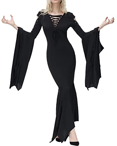 NANAMEEI Damen Kleider Halloween Kostüm Damen Zum Schnüren Mittelalter Lace Up Renaissance Retro Gothic Cosplay Party Schwarz M NANAMEEI Damen Kleider Halloween Kostüm Damen Zum Schnüren Mittelalter Lace Up Renaissance Retro Gothic Cosplay Party Schwarz M von NANAMEEI