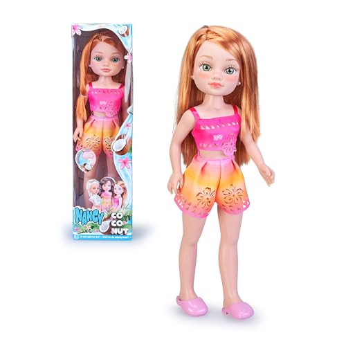 NANCY Coconut Redhead, Puppe im Sommeroutfit, Rothaarig mit grünen Augen und Heller Haut, mit echtem Kokosnussduft, ab 3 Jahren, Famosa (NAC88300) von NANCY