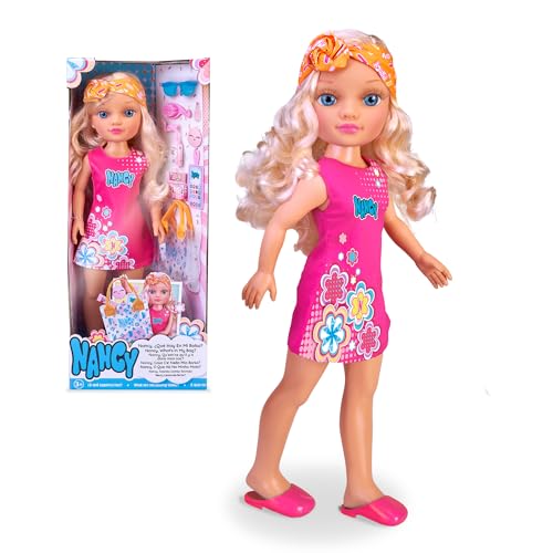 Nancy - Was ist in meiner Tasche, Puppe mit Langer Blonder Mähne, Sommeraussehen, Bandana, transparentem Totebag und Sieben Accessoires, ab 3 Jahren, berühmt (NAC68000) Nancy - Was ist in meiner Tasche, Puppe mit Langer Blonder Mähne, Sommeraussehen, Bandana, transparentem Totebag und Sieben Accessoires, ab 3 Jahren, berühmt (NAC68000) von NANCY