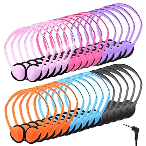 Kabelgebundene Kopfhörer für Kinder, Klassenset, Kopfhörer mit Stereo-Sound, verstellbare On-Ear-Kopfhörer, Bulk-Kopfhörer für Klassenzimmer, kompatibel mit 3,5-mm-Klinkenstecker für Kinder und Kabelgebundene Kopfhörer für Kinder, Klassenset, Kopfhörer mit Stereo-Sound, verstellbare On-Ear-Kopfhörer, Bulk-Kopfhörer für Klassenzimmer, kompatibel mit 3,5-mm-Klinkenstecker für Kinder und von NANONAN