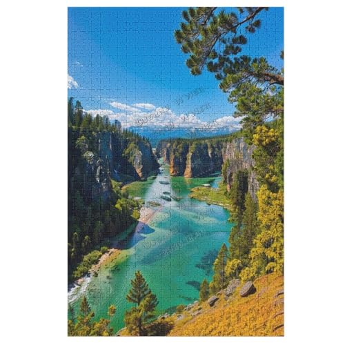 1000 Teile Berge Park Hügel Baum Bach Bach Landschaft Puzzle Holzpuzzles für Erwachsene Familie Wanddekoration für Schlafzimmer Wohnzimmer Küche Badezimmer Holz Wandkunst von NANVIER