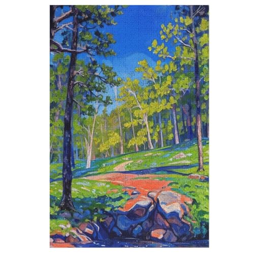 1000 Teile Puzzle Erwachsene Spiele Holzpuzzle Geschenke für Zuhause Wanddekoration Berge Park Bach Ölgemälde Landschaft Puzzles, Geschenk für Frauen Teenager Mädchen von NANVIER