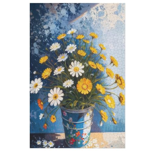 1000 Teile Puzzle für Erwachsene, Gänseblümchen, Ölgemälde, Puzzles, buntes Blumen-Puzzle, anspruchsvolle Puzzles, Lernspiel, Puzzles für Erwachsene und Familien, Heimdekoration von NANVIER