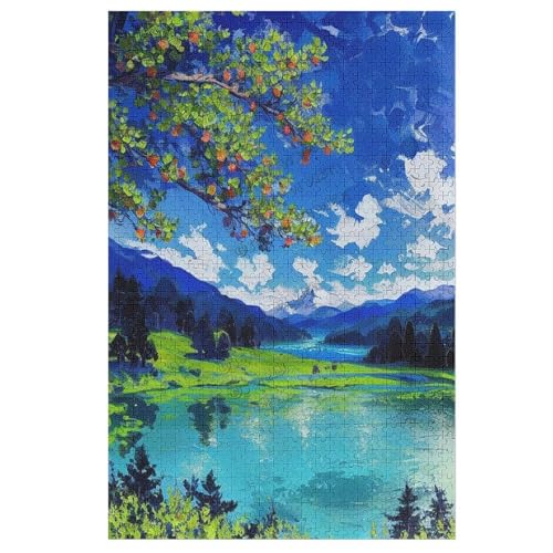 1000 Teile Puzzle für Erwachsene - Landschaft Puzzles - Berge Park Bach Ölgemälde Landschaft 1000 Teile Puzzles für Familie Freund, Herausforderndes Puzzle für Familie Freunde von NANVIER