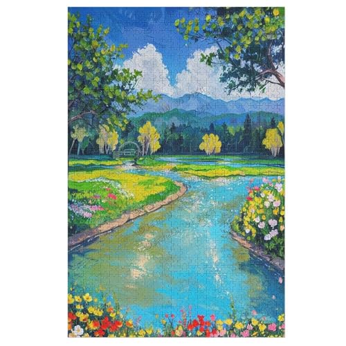 1000 Teile Puzzle für Erwachsene und Familien - Landschaft Hügel See Ölgemälde Puzzle Jedes Stück Einzigartige Natur Jigsaw Puzzles für Geburtstag Weihnachten von NANVIER