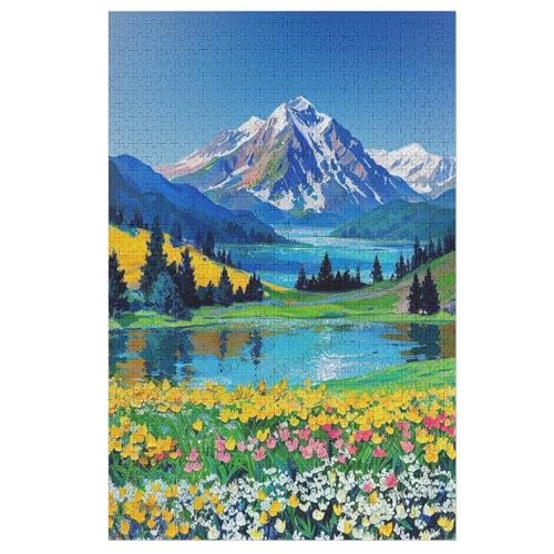 1000 Teile Puzzles für Erwachsene Landschaft Hügel See Ölgemälde Szenen Puzzles Natur Puzzle Herausfordernde Puzzles Lernspiel Puzzles für Erwachsene und Familien von NANVIER