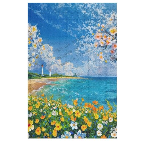 1000 Teile Puzzles für Erwachsene Landschaft Ozean Leuchtturm Sommer Strand Puzzles Strand Puzzle Herausfordernde Puzzles Lernspiel Puzzles für Erwachsene und Familien von NANVIER