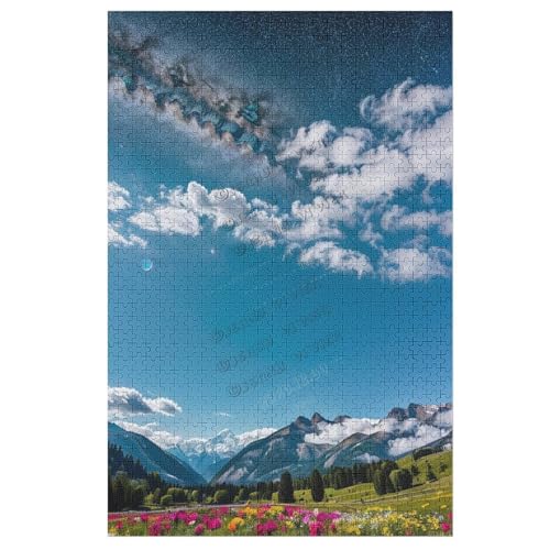 1000 Teile Puzzles für Erwachsene und Familien, Landschaft Hill Hill River Sky Szenen Puzzle, Landschaftspuzzle Geschenke für Frauen & Mutter, jedes Stück einzigartig, herausforderndes Puzzle von NANVIER