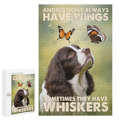 1000-teiliges Puzzle für Erwachsene – Holzpuzzles – Englischer Springer-Spaniel-Hunde-Thema – perfekt für Entspannung und Spaß, personalisierbar von NANVIER