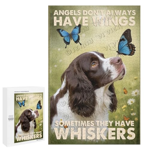 1000-teiliges Puzzle für Erwachsene – Holzpuzzles – Englischer Springer-Spaniel-Hundethema – perfekt für Stressabbau und Achtsamkeit, personalisierbar von NANVIER