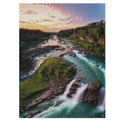 500 Stück Berge Wasserfall Wasserfluss Bach Bach Landschaft Puzzle Holzpuzzles für Erwachsene Familie Wanddekoration für Schlafzimmer Wohnzimmer Küche Badezimmer Holz Wandkunst von NANVIER