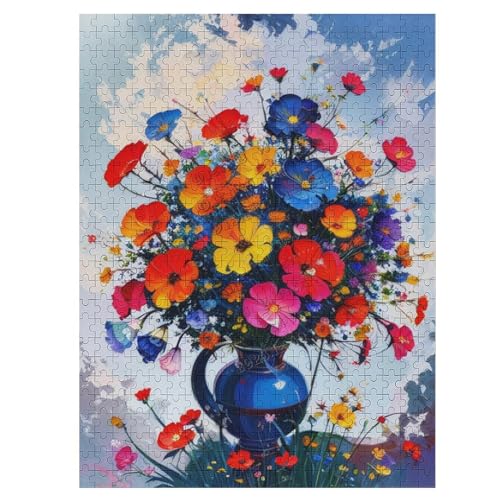 500 Stück Sonnenblumen-Ölgemälde-Puzzles, Blumen-Puzzles für Erwachsene, 500 Teile und höher, Sonnenblumen-Puzzle, Geschenke für Erwachsene und Familien, bunte Illustration von NANVIER