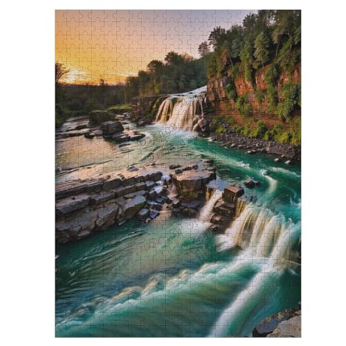 500-teiliges Puzzle für Erwachsene – Berge Wasserfall Wasserfluss Bach Bachlauf Landschaft – Entspannendes Puzzle mit einzigartigen Präzisionspass-Teilen – Fertige Größe 55,1 x 40,9 cm von NANVIER