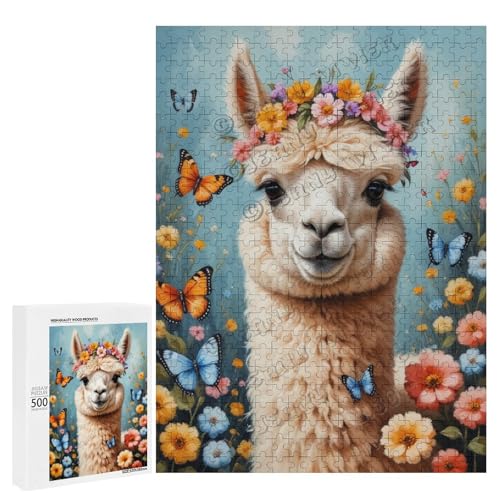 Alpaka mit Blume, Ölgemälde, 500-teiliges Puzzle für Erwachsene, perfekt für Entspannung und Genuss, Holz, personalisierbar Alpaka mit Blume, Ölgemälde, 500-teiliges Puzzle für Erwachsene, perfekt für Entspannung und Genuss, Holz, personalisierbar von NANVIER