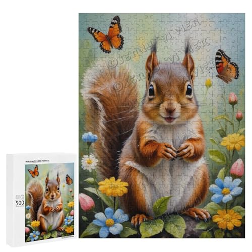 Baby-Eichhörnchen mit Blume, Ölgemälde, 500-teiliges Puzzle für Erwachsene, Puzzle für Genuss, Holz, personalisierbar Baby-Eichhörnchen mit Blume, Ölgemälde, 500-teiliges Puzzle für Erwachsene, Puzzle für Genuss, Holz, personalisierbar von NANVIER