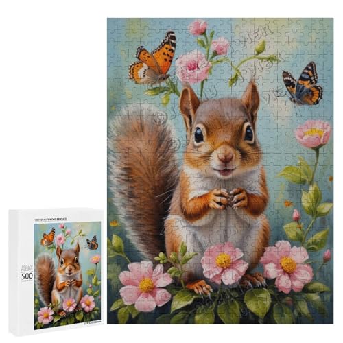 Baby-Eichhörnchen mit Blume, Ölgemälde, 500-teiliges Puzzle für Erwachsene, eine lustige und entspannende Art, Ihre Liebe zu Eichhörnchen, Holz zu feiern, personalisierbar Baby-Eichhörnchen mit Blume, Ölgemälde, 500-teiliges Puzzle für Erwachsene, eine lustige und entspannende Art, Ihre Liebe zu Eichhörnchen, Holz zu feiern, personalisierbar von NANVIER