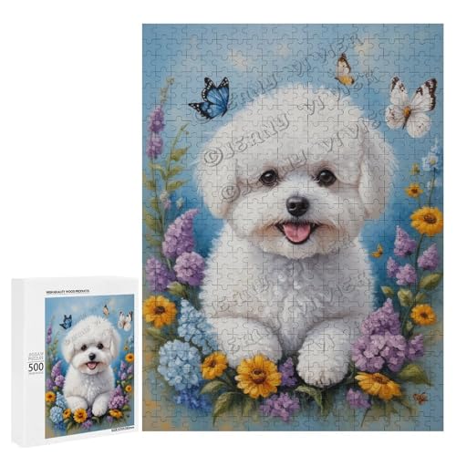 Bichon Frisé-Hund mit Blume, Ölgemälde, 500-teiliges Puzzle für Erwachsene, ansprechendes Puzzle mit geliebter Hunderasse, Holz, personalisierbar Bichon Frisé-Hund mit Blume, Ölgemälde, 500-teiliges Puzzle für Erwachsene, ansprechendes Puzzle mit geliebter Hunderasse, Holz, personalisierbar von NANVIER