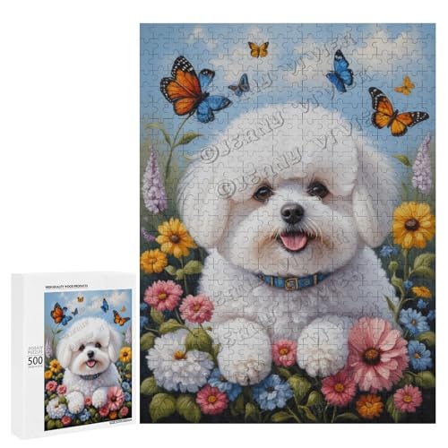 Bichon Frisé-Hund mit Blume, Ölgemälde, 500-teiliges Puzzle für Erwachsene, perfekt für Familienspielabend und Hundebegeisterte, Holz, personalisierbar Bichon Frisé-Hund mit Blume, Ölgemälde, 500-teiliges Puzzle für Erwachsene, perfekt für Familienspielabend und Hundebegeisterte, Holz, personalisierbar von NANVIER