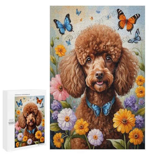 Brauner Pudelhund mit Blume, Ölgemälde, 500-teiliges Puzzle für Erwachsene, Puzzle für Entspannung und Genuss, Holz, personalisierbar Brauner Pudelhund mit Blume, Ölgemälde, 500-teiliges Puzzle für Erwachsene, Puzzle für Entspannung und Genuss, Holz, personalisierbar von NANVIER