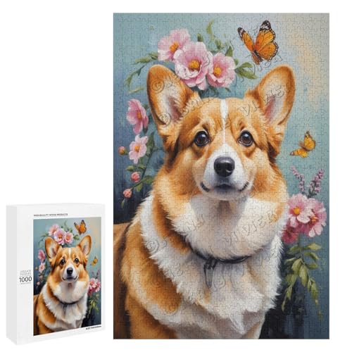 Corgi Ölgemälde mit Blume, 500 Stück, Puzzle für Erwachsene, Puzzle für Hundeliebhaber zum Genießen und Entspannen, Geschenk für Weihnachten, Holz, personalisierbar Corgi Ölgemälde mit Blume, 500 Stück, Puzzle für Erwachsene, Puzzle für Hundeliebhaber zum Genießen und Entspannen, Geschenk für Weihnachten, Holz, personalisierbar von NANVIER