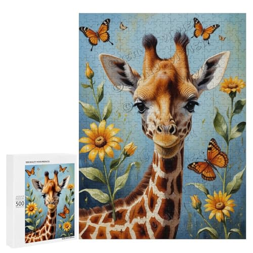 Giraffe mit Blume, Ölgemälde, 500-teiliges Giraffen-Puzzle für Erwachsene, lustiges und herausforderndes Puzzle-Erlebnis, Holz, personalisierbar Giraffe mit Blume, Ölgemälde, 500-teiliges Giraffen-Puzzle für Erwachsene, lustiges und herausforderndes Puzzle-Erlebnis, Holz, personalisierbar von NANVIER