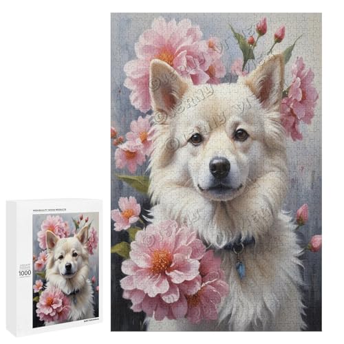 Hiromi Ölgemälde Hund mit Blume, 500 Teile, ein fesselndes Puzzle-Erlebnis für diejenigen, die Corgis lieben, aus Holz Hiromi Ölgemälde Hund mit Blume, 500 Teile, ein fesselndes Puzzle-Erlebnis für diejenigen, die Corgis lieben, aus Holz von NANVIER