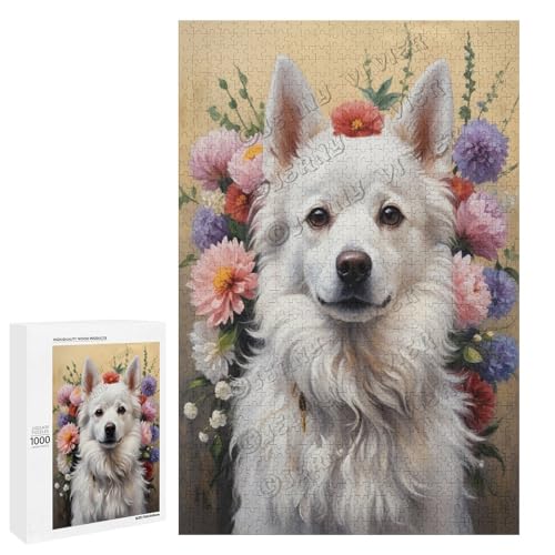 Hiromi Ölgemälde mit Hund mit Blume, 500-teiliges Puzzle für Erwachsene, perfekt für Entspannung und Genuss, Holz, personalisierbar Hiromi Ölgemälde mit Hund mit Blume, 500-teiliges Puzzle für Erwachsene, perfekt für Entspannung und Genuss, Holz, personalisierbar von NANVIER
