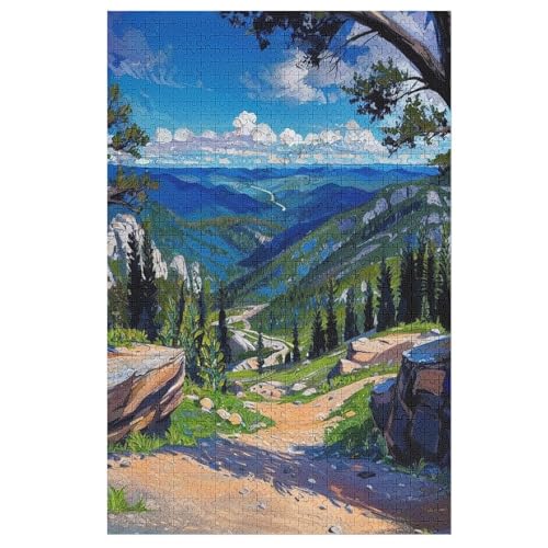 Natur Puzzle für Erwachsene 1000 Teile, Berge Park Bach Ölgemälde Puzzle Landschaft Holzpuzzle Landschaft Holzpuzzle Szenische Herausfordernde Puzzle für Erwachsene und Familien von NANVIER