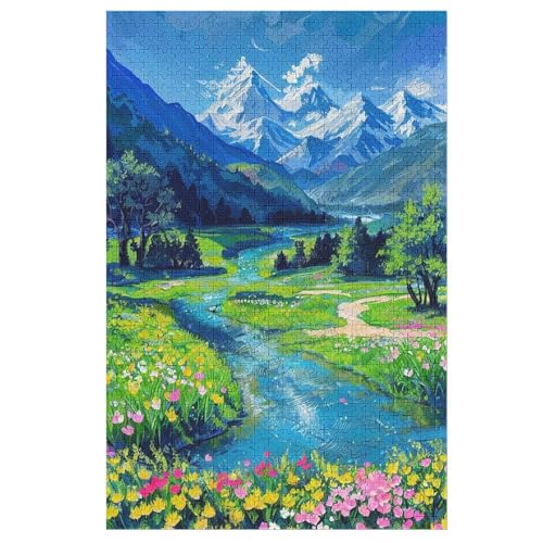 Natur Puzzle für Erwachsene 1000 Teile, Landschaft Hügel See Ölgemälde Szenen Puzzle Szenen, Natur Holzpuzzle Szenenisch Herausfordernd Puzzle für Erwachsene und Familien von NANVIER