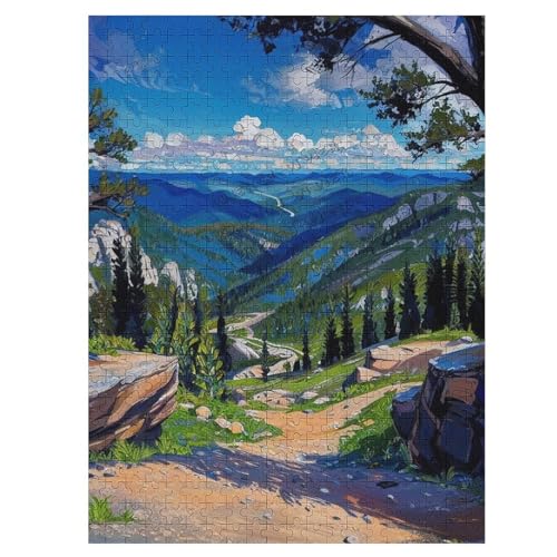 Natur Puzzle für Erwachsene 500 Teile, Berge Park Bach Ölgemälde Puzzle Landschaft Holzpuzzle Landschaft Holzpuzzle Szenische Herausfordernde Puzzle für Erwachsene und Familien von NANVIER