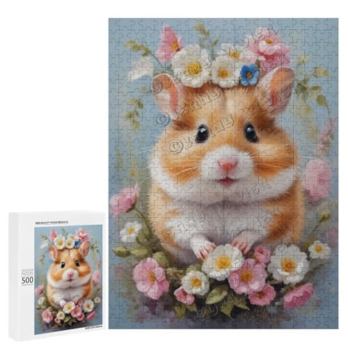 Ölgemälde, Hamster mit Blume, 500-teiliges Puzzle, angenehm für Erwachsene und Hamsterliebhaber, Holz, personalisierbar Ölgemälde, Hamster mit Blume, 500-teiliges Puzzle, angenehm für Erwachsene und Hamsterliebhaber, Holz, personalisierbar von NANVIER