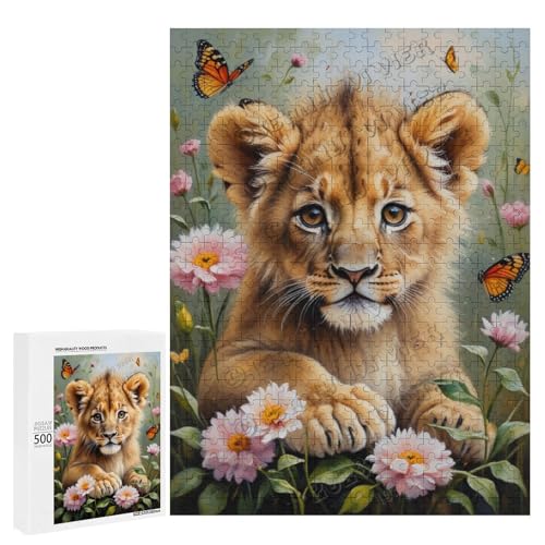 Ölgemälde "Baby Löwe mit Blume" – Themen-Abenteuer, 500-teiliges Puzzle – ansprechendes Puzzle für Erwachsene – ideal für gemütliche Nächte im Holz, personalisierbar Ölgemälde "Baby Löwe mit Blume" – Themen-Abenteuer, 500-teiliges Puzzle – ansprechendes Puzzle für Erwachsene – ideal für gemütliche Nächte im Holz, personalisierbar von NANVIER