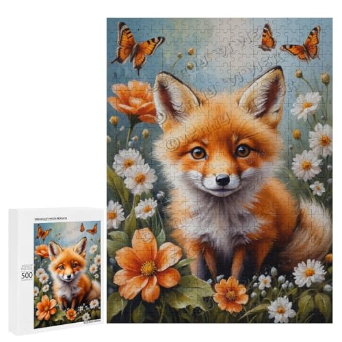 Ölgemälde Babyfuchs mit Blume, 500-teiliges Puzzle für Erwachsene, Puzzle für Entspannung und Genuss, Holz, personalisierbar Ölgemälde Babyfuchs mit Blume, 500-teiliges Puzzle für Erwachsene, Puzzle für Entspannung und Genuss, Holz, personalisierbar von NANVIER