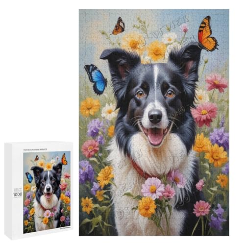 Ölgemälde Border Collie Hund mit Blume, 500-teiliges Puzzle, ansprechendes Puzzle für Erwachsene, ideal für gemütliche Nächte im Holz, personalisierbar Ölgemälde Border Collie Hund mit Blume, 500-teiliges Puzzle, ansprechendes Puzzle für Erwachsene, ideal für gemütliche Nächte im Holz, personalisierbar von NANVIER