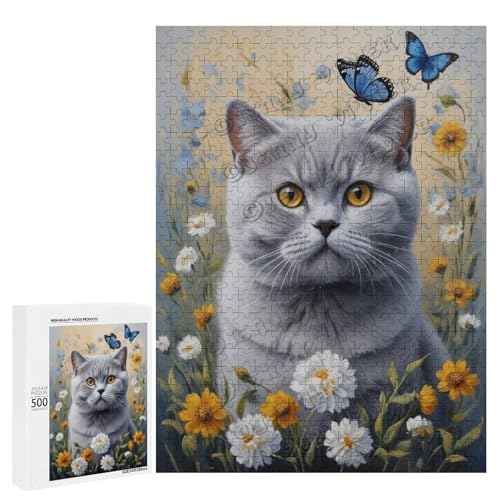 Ölgemälde Britische Kurzhaarkatze mit Blume, 500 Teile Puzzles für Erwachsene, Puzzle für Katzenliebhaber zum Genießen und Entspannen, Geschenk für Weihnachten, Holz, personalisierbar Ölgemälde Britische Kurzhaarkatze mit Blume, 500 Teile Puzzles für Erwachsene, Puzzle für Katzenliebhaber zum Genießen und Entspannen, Geschenk für Weihnachten, Holz, personalisierbar von NANVIER