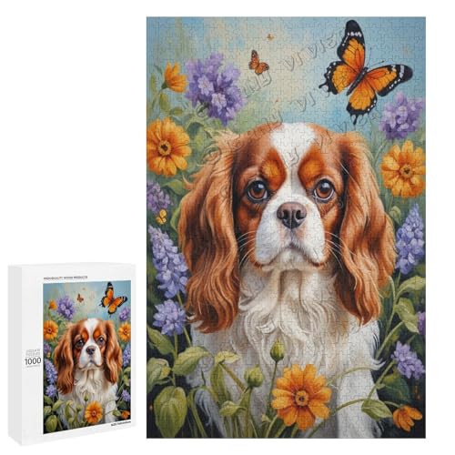 NANVIER Ölgemälde Cavalier King Charles Spaniel Hund mit Blume, 500 Teile Puzzles für Erwachsene, Puzzle für Hundeliebhaber zum Genießen und Entspannen, Geschenk für Weihnachten, Holz, NANVIER Ölgemälde Cavalier King Charles Spaniel Hund mit Blume, 500 Teile Puzzles für Erwachsene, Puzzle für Hundeliebhaber zum Genießen und Entspannen, Geschenk für Weihnachten, Holz, von NANVIER