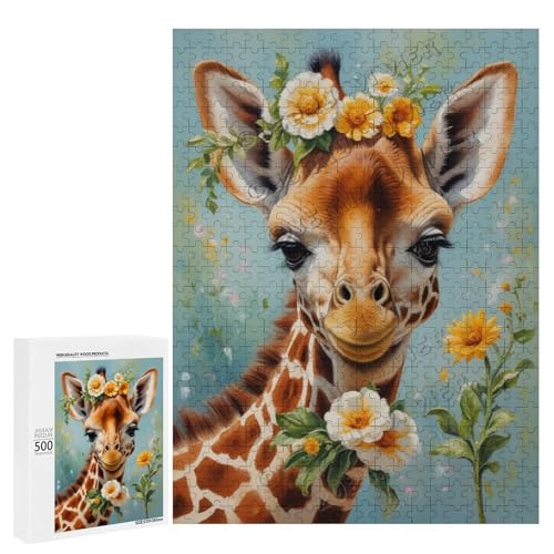 Ölgemälde Giraffe mit Blume, 500-teiliges Puzzle, angenehm für Erwachsene und Giraffenliebhaber, Holz, personalisierbar Ölgemälde Giraffe mit Blume, 500-teiliges Puzzle, angenehm für Erwachsene und Giraffenliebhaber, Holz, personalisierbar von NANVIER