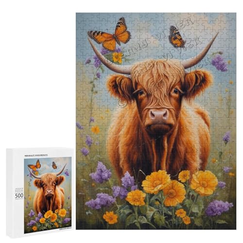 Ölgemälde Highland Cow mit Blume, Themen-Abenteuer, 500-teiliges Puzzle, ansprechendes Puzzle für Erwachsene, ideal für gemütliche Nächte im Holz, personalisierbar Ölgemälde Highland Cow mit Blume, Themen-Abenteuer, 500-teiliges Puzzle, ansprechendes Puzzle für Erwachsene, ideal für gemütliche Nächte im Holz, personalisierbar von NANVIER