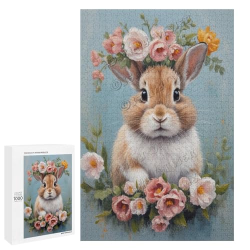 Ölgemälde Kaninchen mit Blume, 500 Teile für Erwachsene, Puzzle für Kaninchenliebhaber zum Genießen und Entspannen, Geschenk für Weihnachten, Holz, personalisierbar Ölgemälde Kaninchen mit Blume, 500 Teile für Erwachsene, Puzzle für Kaninchenliebhaber zum Genießen und Entspannen, Geschenk für Weihnachten, Holz, personalisierbar von NANVIER