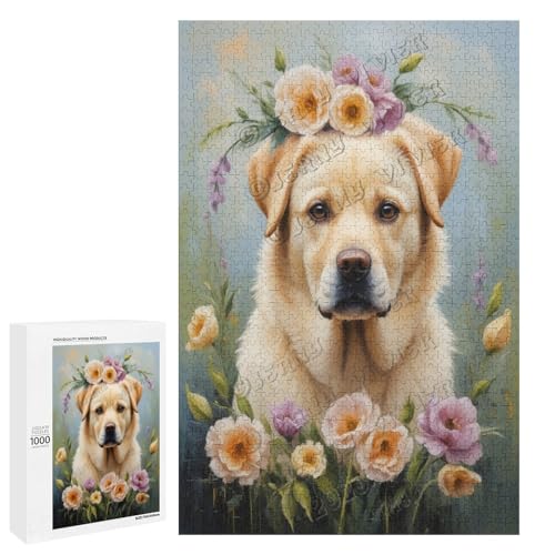 Ölgemälde Labrador Hund mit Blume, 500 Teile – ein ansprechendes Puzzle-Erlebnis für diejenigen, die Corgis lieben, aus Holz Ölgemälde Labrador Hund mit Blume, 500 Teile – ein ansprechendes Puzzle-Erlebnis für diejenigen, die Corgis lieben, aus Holz von NANVIER